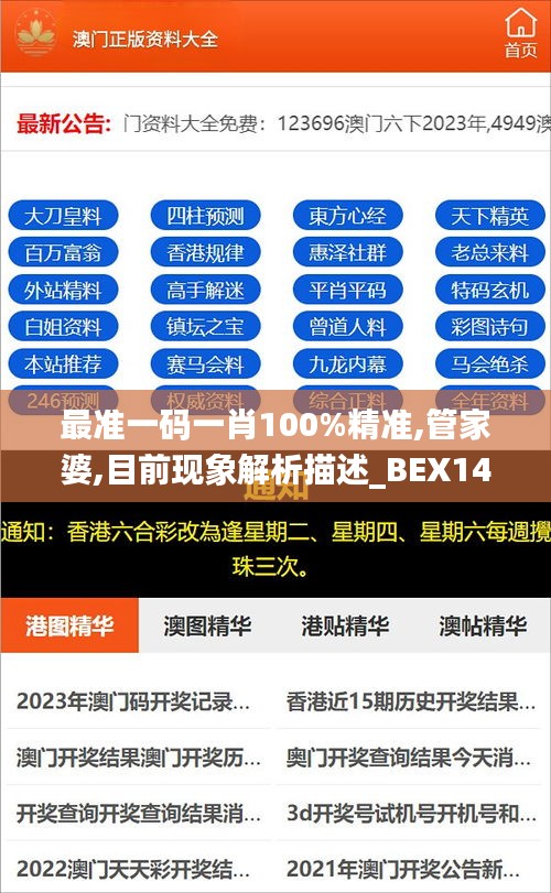 最准一码一肖100%精准,管家婆,目前现象解析描述_BEX14.470珍贵版