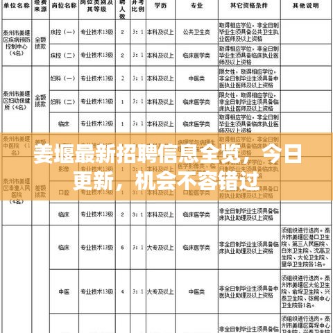 姜堰最新招聘信息全览，今日更新，机会不容错过