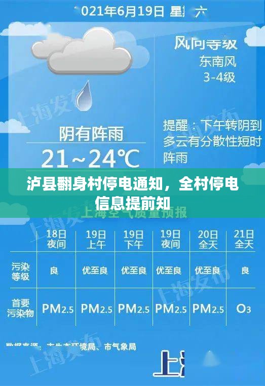 泸县翻身村停电通知，全村停电信息提前知